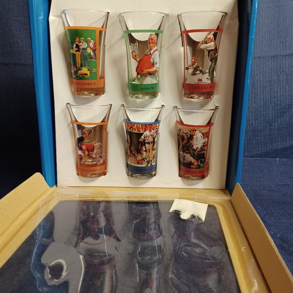 The Saturday Evening Post Retro Sport Set Of 6 2.3.oz Shot Glasses